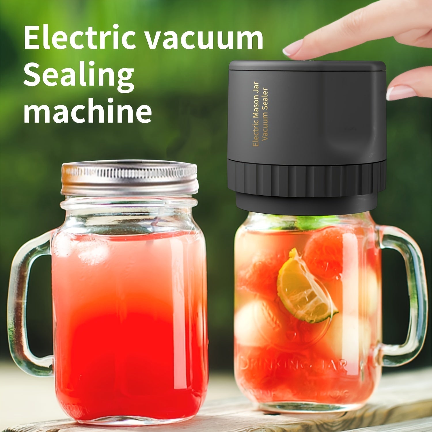 10pcs Mason Jar Vacuum Sealer Kit with Rechargeable Battery Automatic Sealing Black
