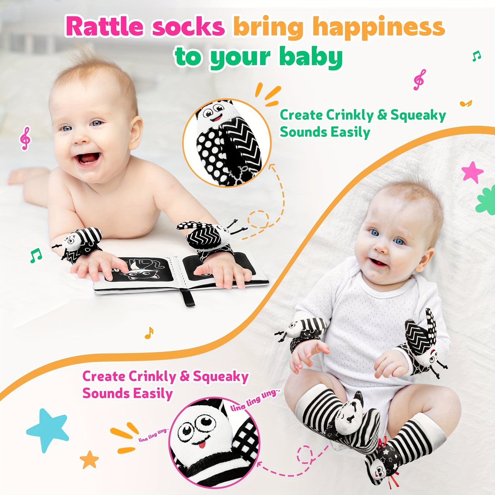 Baby Rattle Socks for Infants 3-12 Months Educational Toys for Boys and Girls
