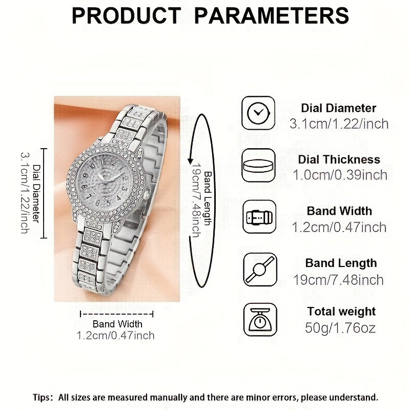 Women's Fashion Jewelry Set Watch Necklace Bracelet Ring Earrings Alloy Non-Rechargeable Battery