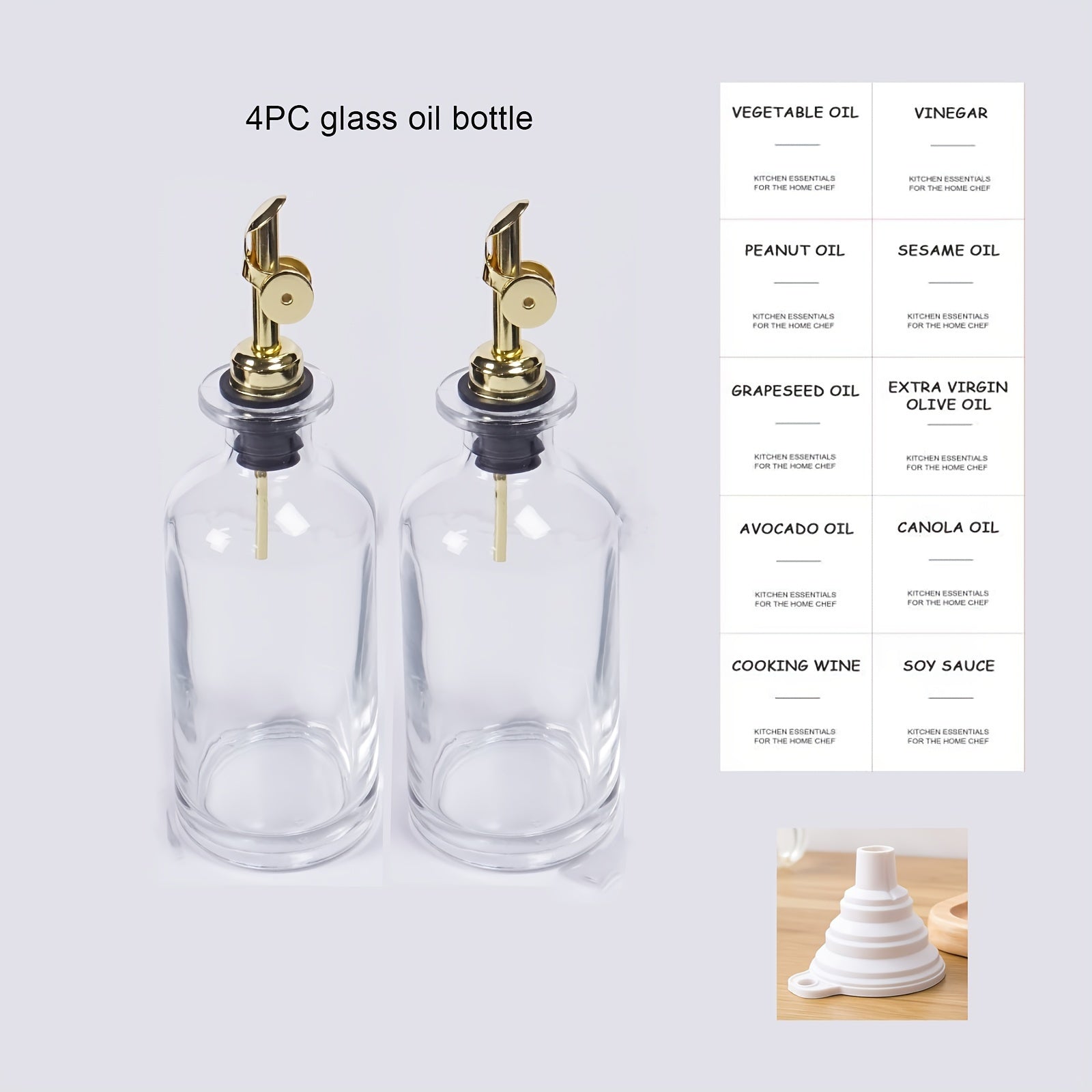 Set of 4 Oil and Vinegar Dispenser Bottles with Leak-Proof Design
