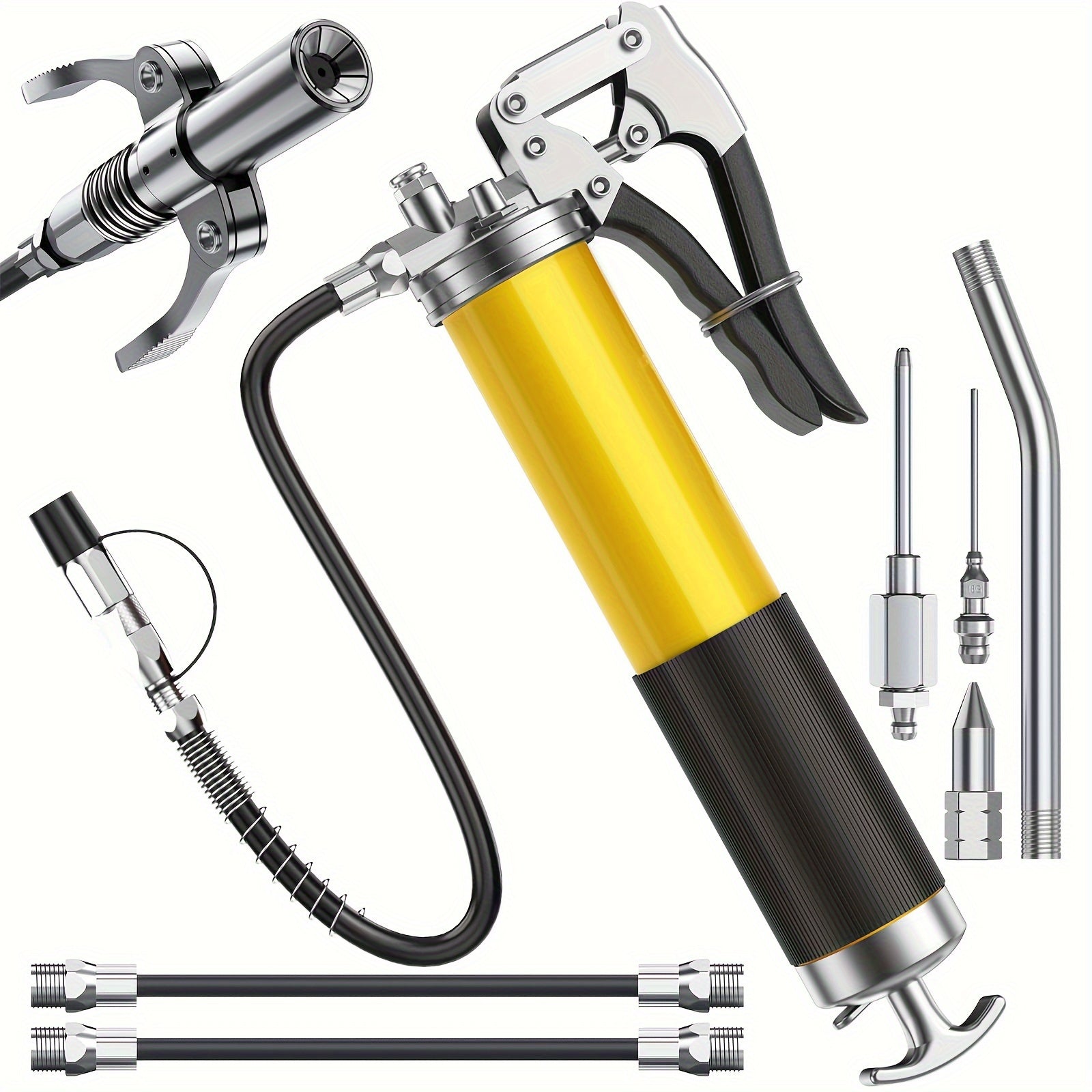 Kit de pistola de aceite de uso pesado con presión de 8000 PSI, carga de 14 oz y manguera de 45.72 cm