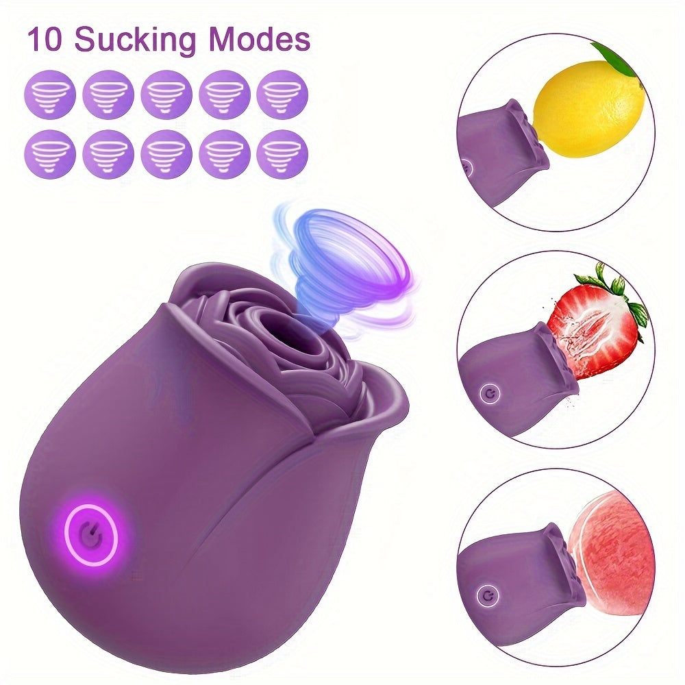 Ayollar uchun Rose Sucking Vibrator, 10 ta rejimli qayta zaryadlanadigan klitoral stimulyator