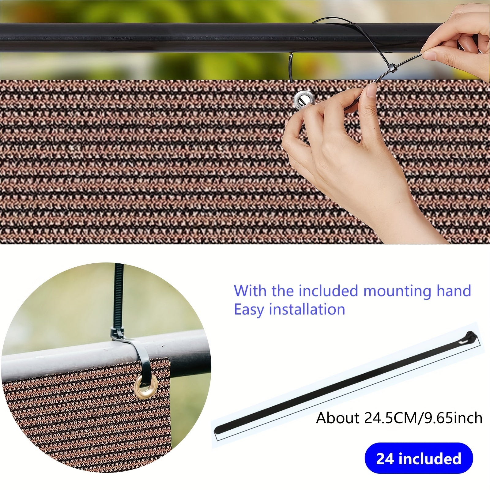 Cortina de balcón de polietileno de alta densidad para privacidad, protección UV, insonorización, ventilación, marrón