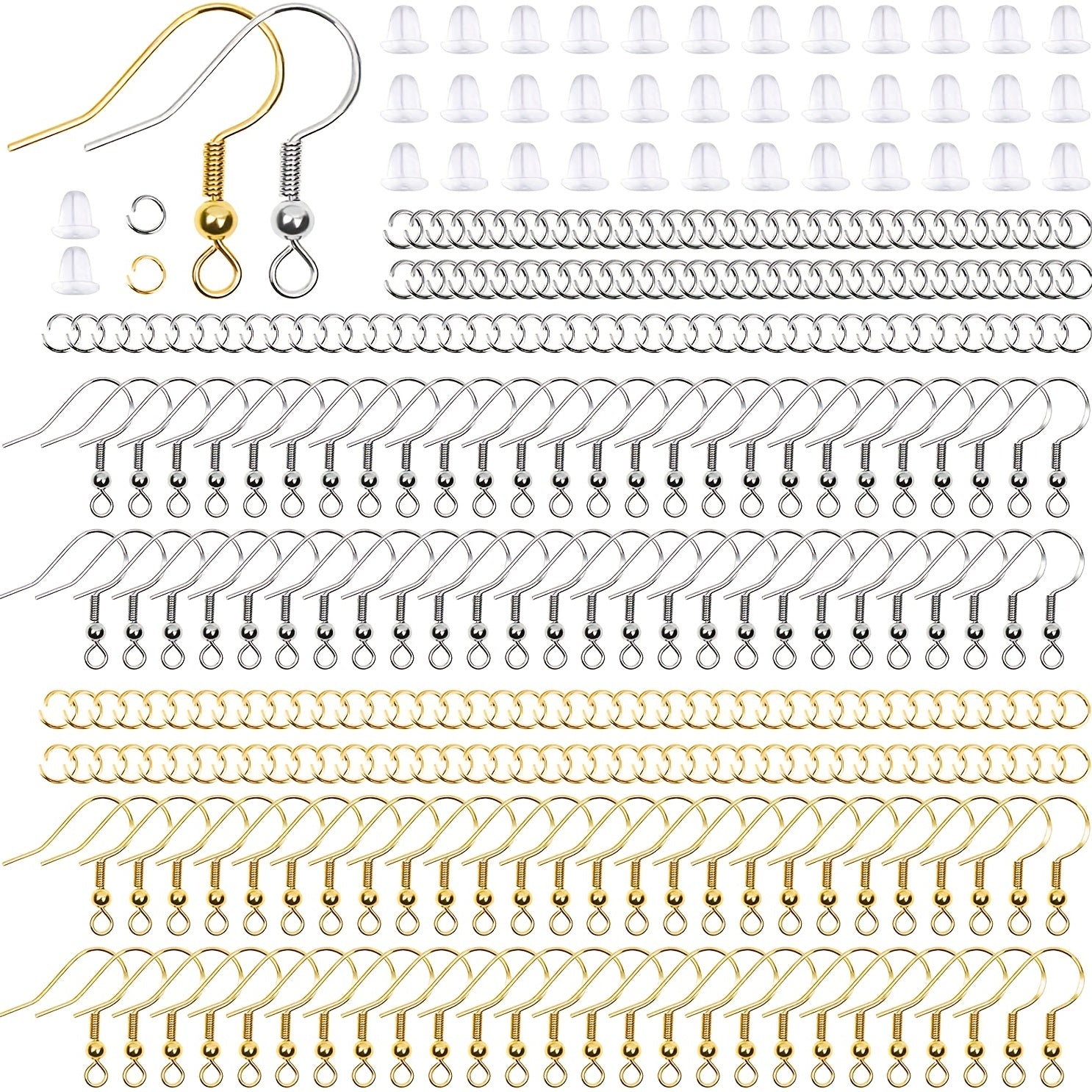 600-Piece Earring Findings Kit with Jump Rings and Rubber Backs for DIY Jewelry Making
