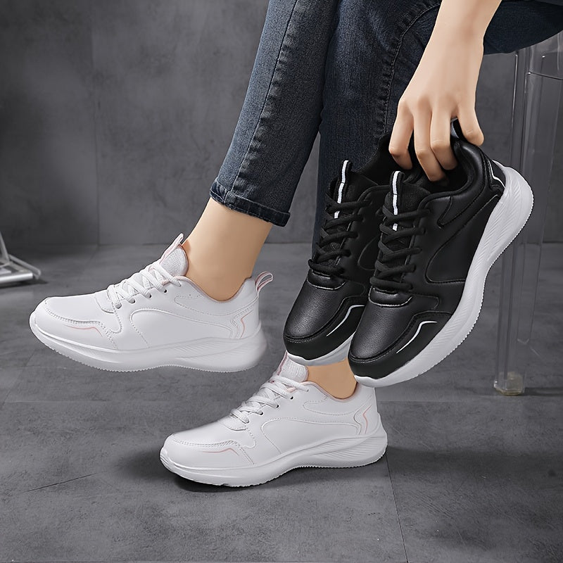 Women's Casual Running Sneakers Low Top Lace-Up Shoes with EVA Sole