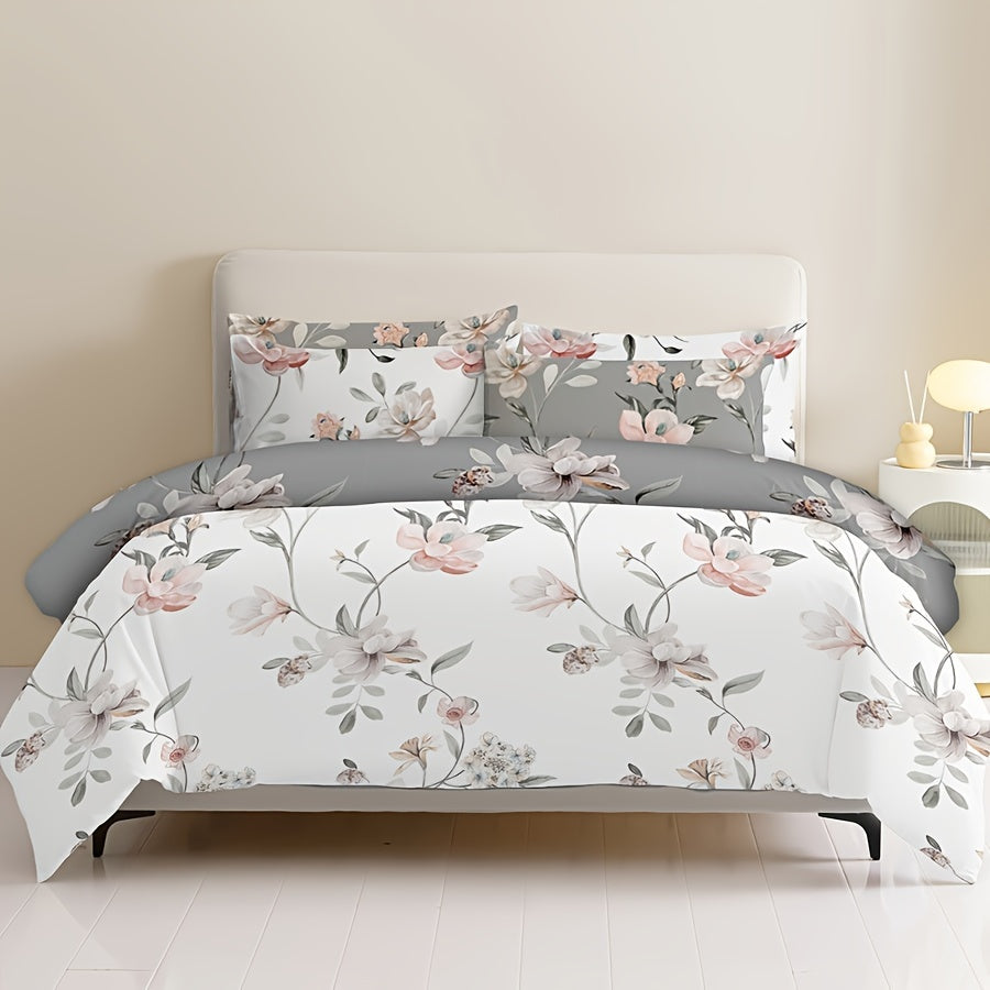 Flower Duvet Cover Set 2/3 Pieces All-Season Washable Skin-Friendly Bedding