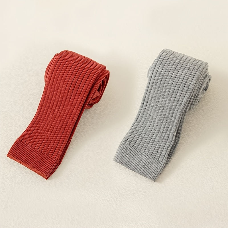 2-Pack Bolalar Uchun Paxta Aralashmasidan Yasalgan O'rta Bo'yli Legginglar - Bir Rangli, Cho'ziluvchan, Havo O'tkazuvchi, Har Mavsumga Mos Tights 12 Yoshgacha - Faqat Qo'l Yuvish