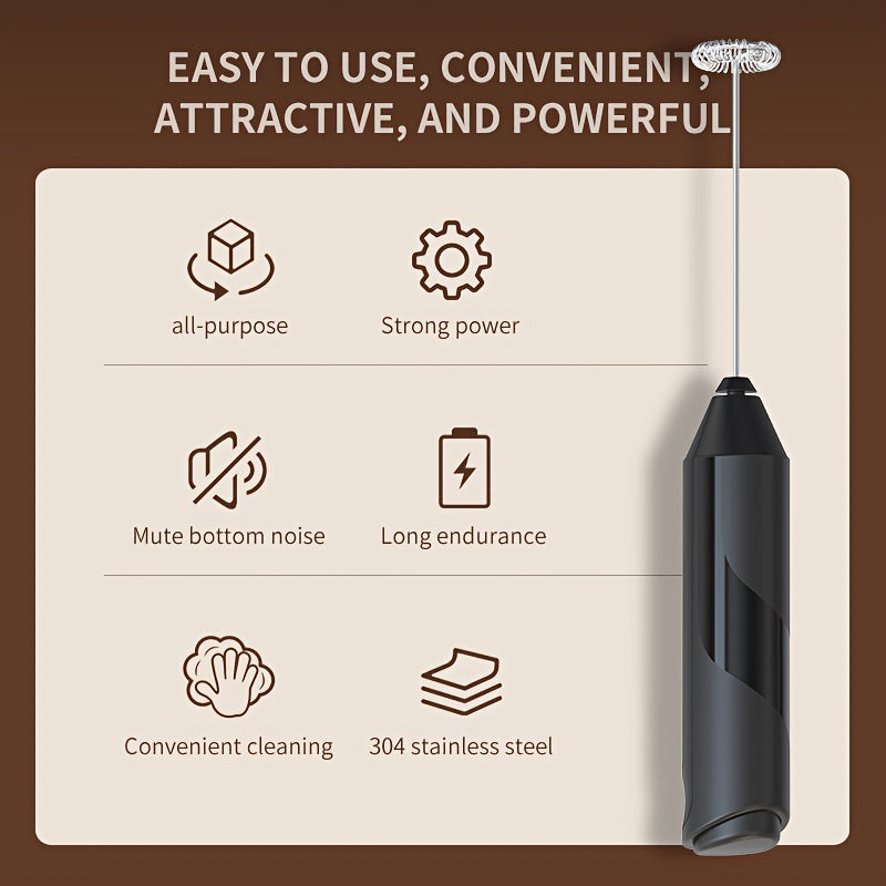 Elektr sut ko'pirtgichi, zanglamas po'latdan yasalgan ushlagich, qaymoq ko'pirtgichi, qo'l bilan ishlatiladigan ko'pik tayyorlagich va aralashtirgich, 9.60 dyuym x 1.37 dyuym