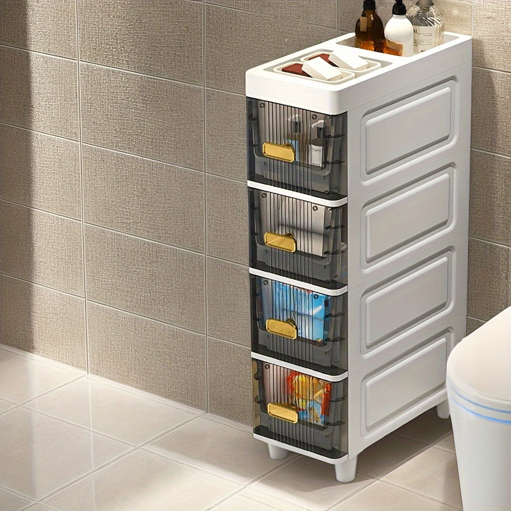 Armario de almacenamiento de plástico con cajón deslizante, organizador impermeable para baño, cocina y dormitorio
