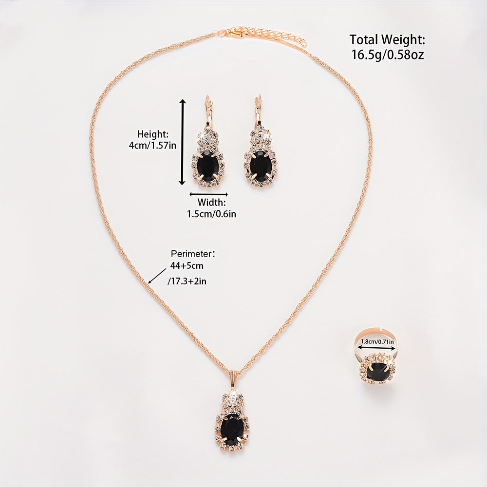 Women's Jewelry Set of 5 Shiny Rhinestone Quartz Watches and Bracelets Made of PU Leather