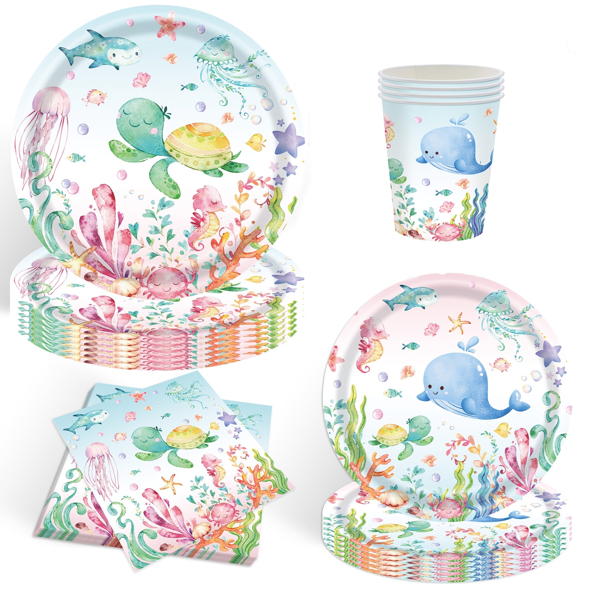 Under The Sea Birthday Party Set Ocean Theme Plates Cups Napkins Kids Celebration