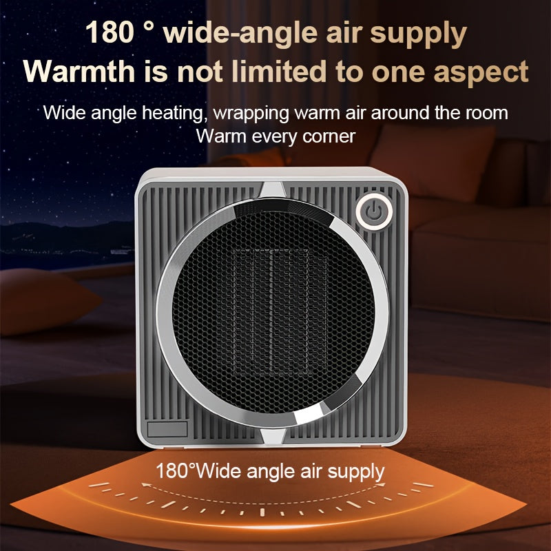 EcoHeat Portativ Keramika Isitgichi Termostat bilan, 500W Jim Joy Isitgichi Ofis va Uy uchun, Kvadrat Temir va ABS Qurilishi, Qizib Ketishdan Himoya, EU Plug, Tez va Jim Isitish - Oq/Qora