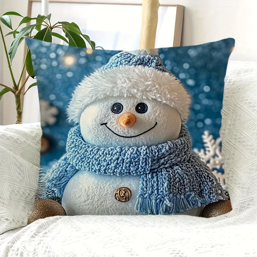 Christmas Throw Pillow Cover with Santa Claus Digital Print 45cm Square Polyester