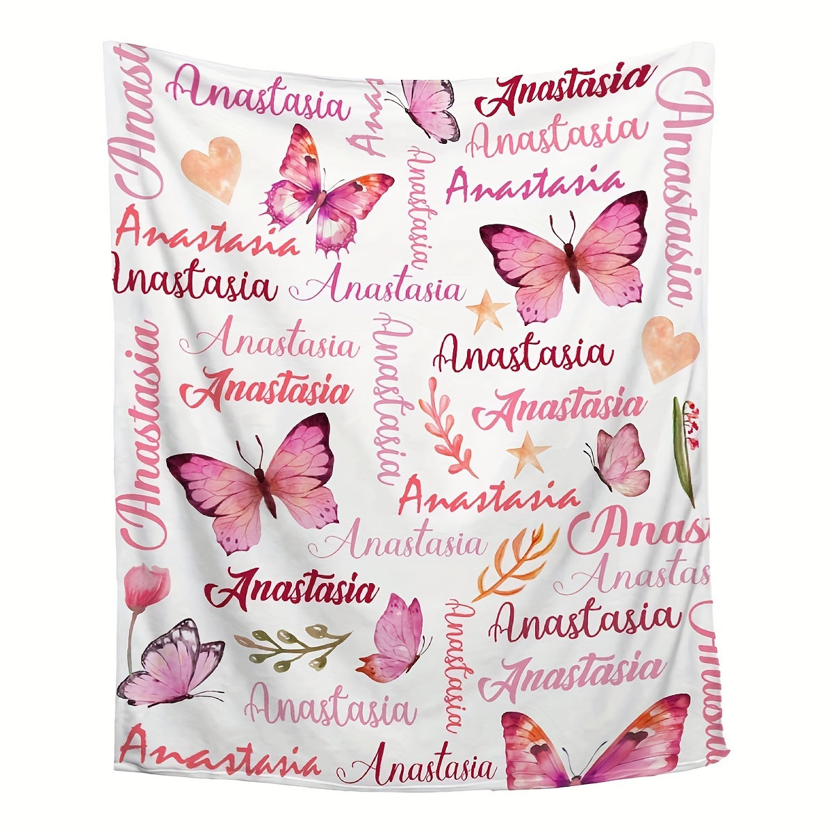 Personalized Butterfly Throw Blanket Flannel Fleece Sofa Bed Travel All-Season