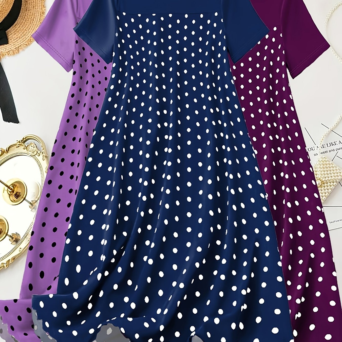 Pack de 3 camisones de lunares de talla grande en algodón y poliéster