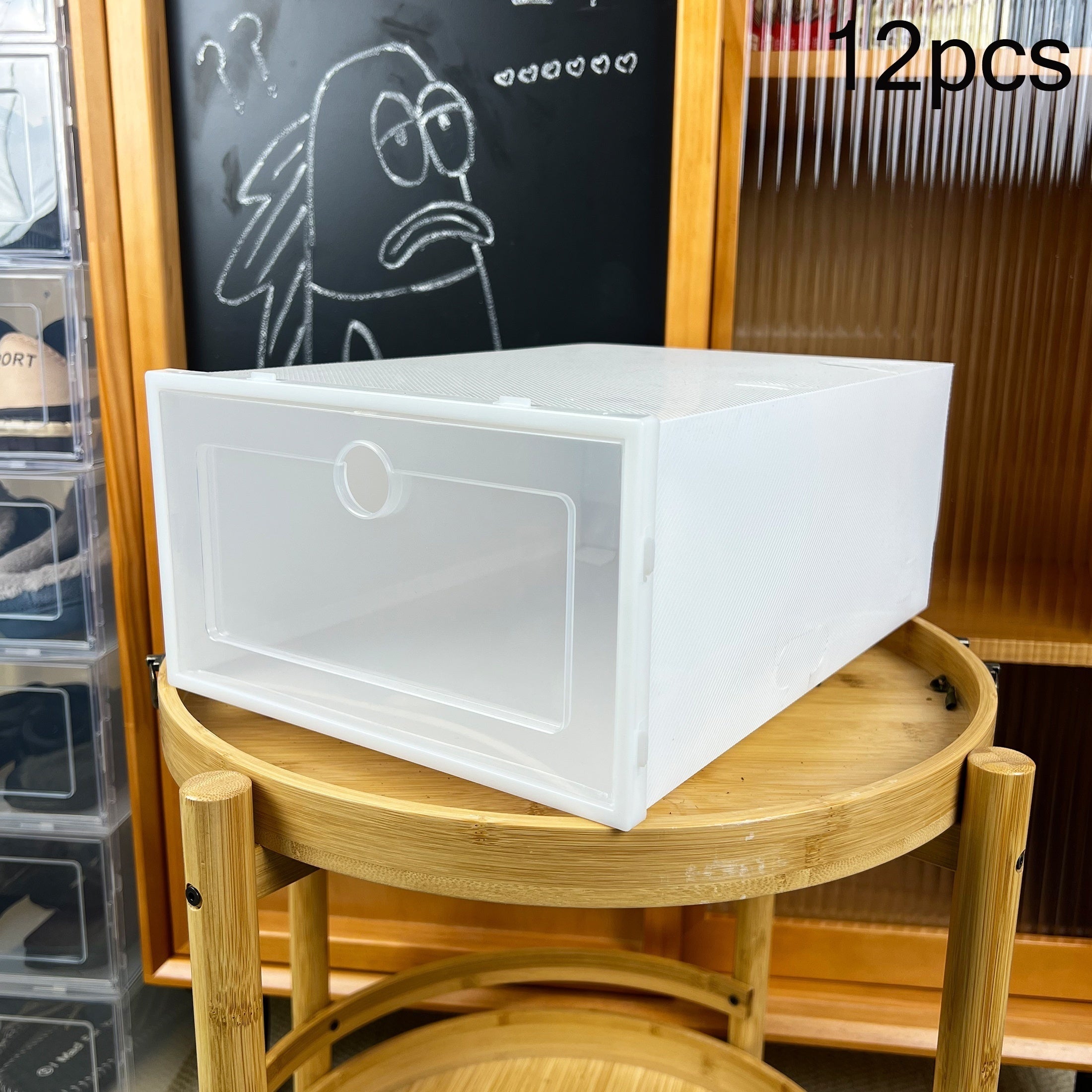 12 Pack Transparent Plastic Shoe Storage Boxes Stackable Organizer for Shoes Jewelry Watches