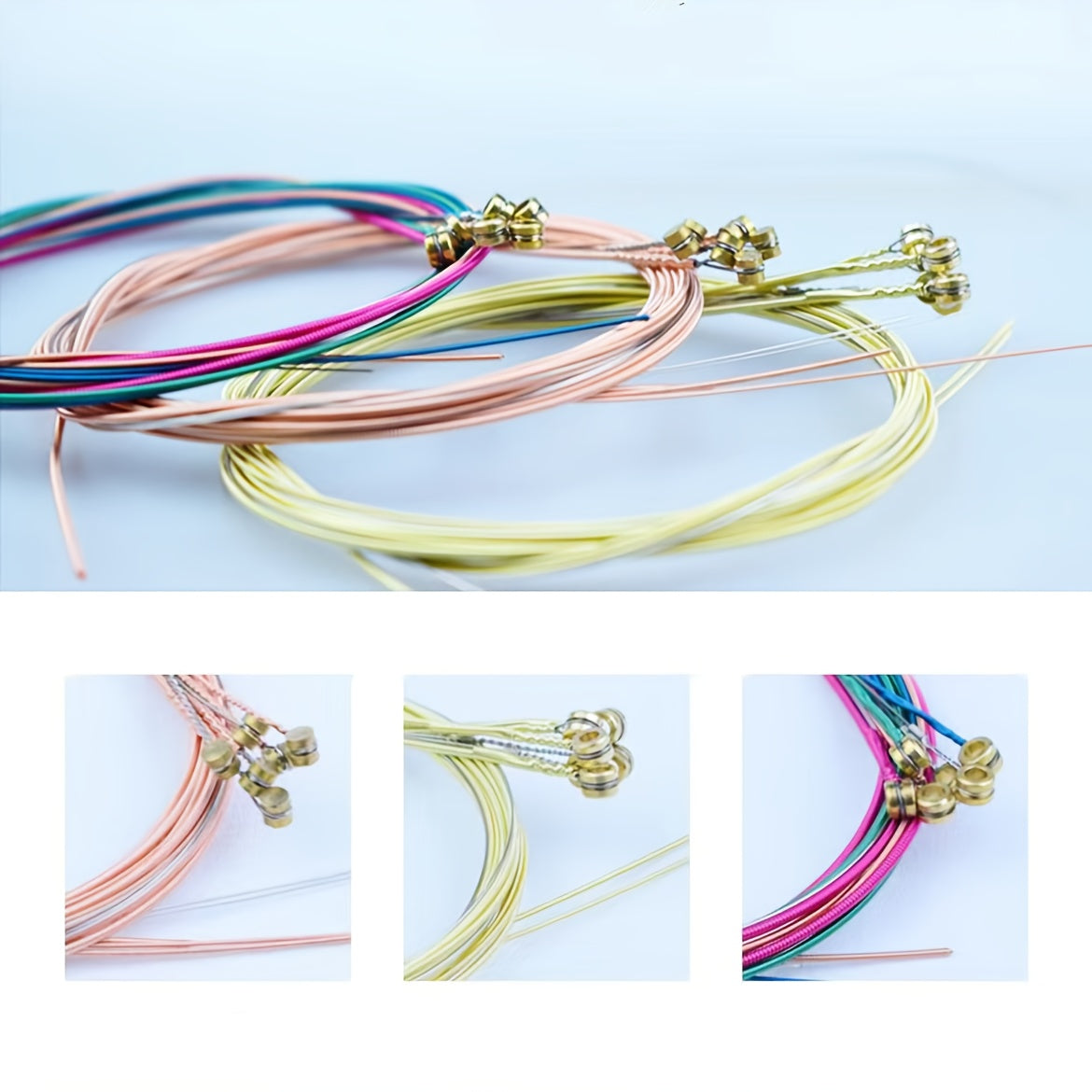 6-Pack Copper Core Steel Acoustic Guitar Strings Set with Mixed Colors