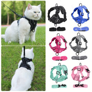 Breathable Reflective Vest-Style Cat Harness Set with Walking Rope for Outdoor Walks and Training