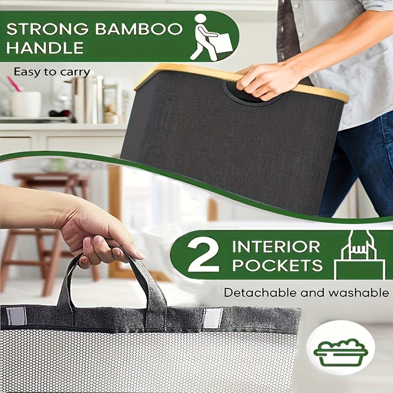 Large Laundry Hamper with Lid and Detachable Bags for Clothes Storage in Laundry Rooms and Dorms