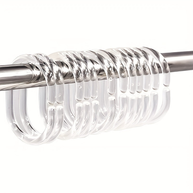 12 High-Quality Transparent Plastic Shower Curtain Hooks with Twistable Design