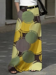 Women's Plus Size Printed Skirt with Pockets and Comfortable Fit