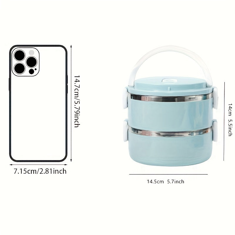 Insulated Stainless Steel 2-Tier Lunch Box Leak-Proof Food Container for Office School Camping