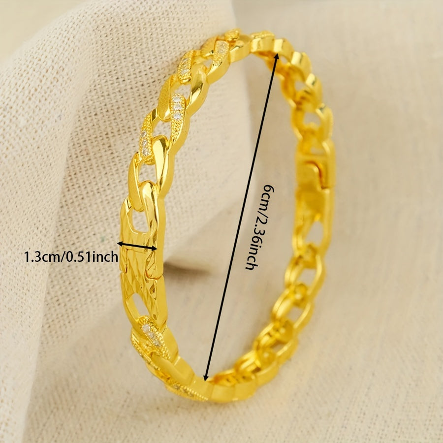 Set of 4 Bohemian Style Gold Plated Copper Bangles with Synthetic Zirconia for Weddings and Parties