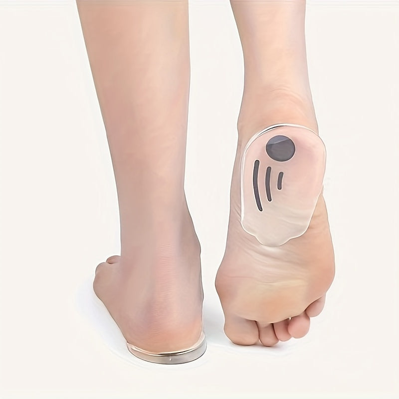 Unisex Transparent Insole Cushions - Soft Half-Size Heel Support Pads