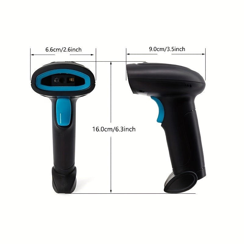 Handheld 2D Barcode Scanner with USB Wired and Wireless Bluetooth for Retail Warehouse Payments