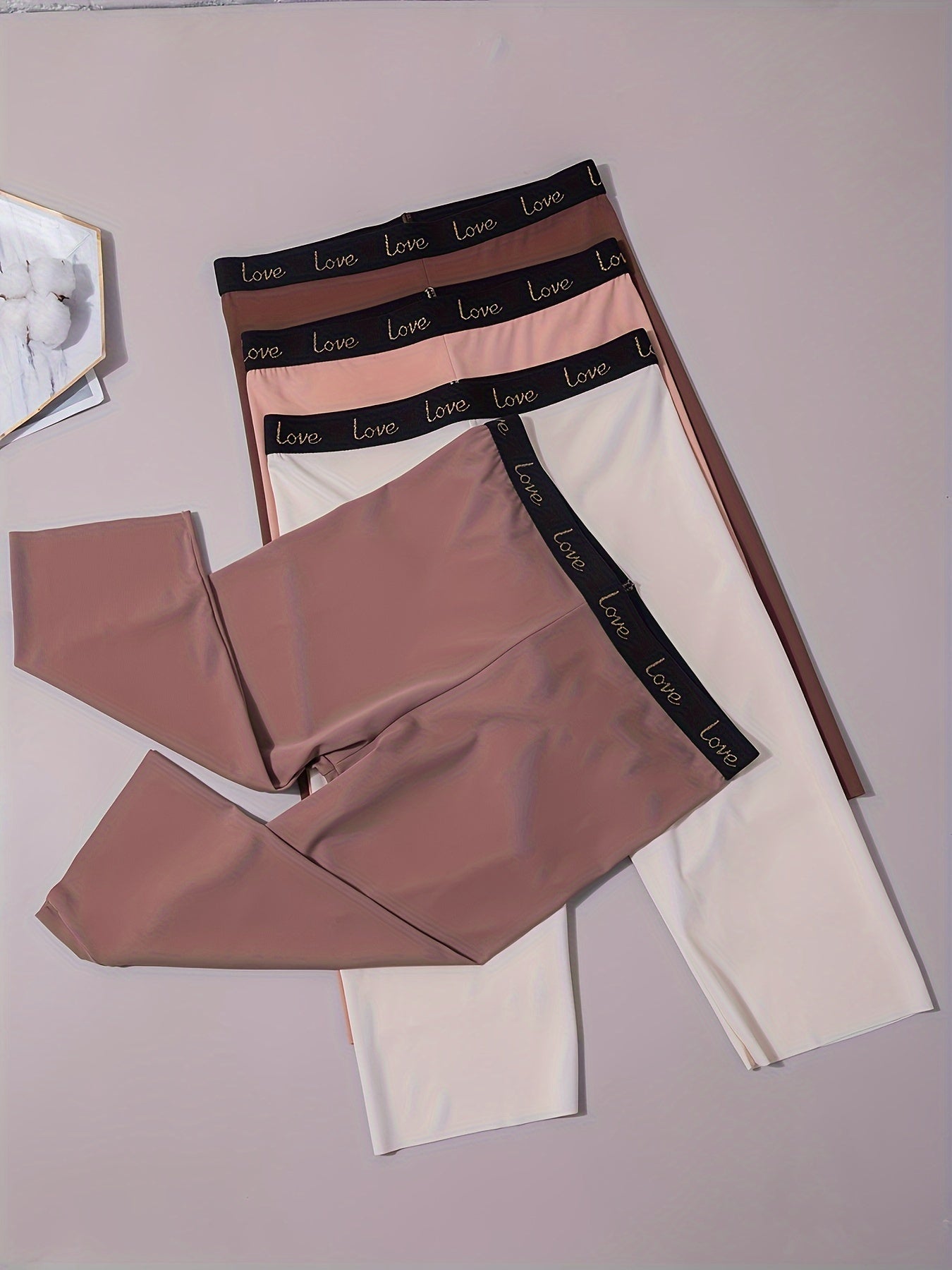 Women's High-Waisted Seamless Shaping Shorts Set 4 Pack Nude Beige White Brown Pink