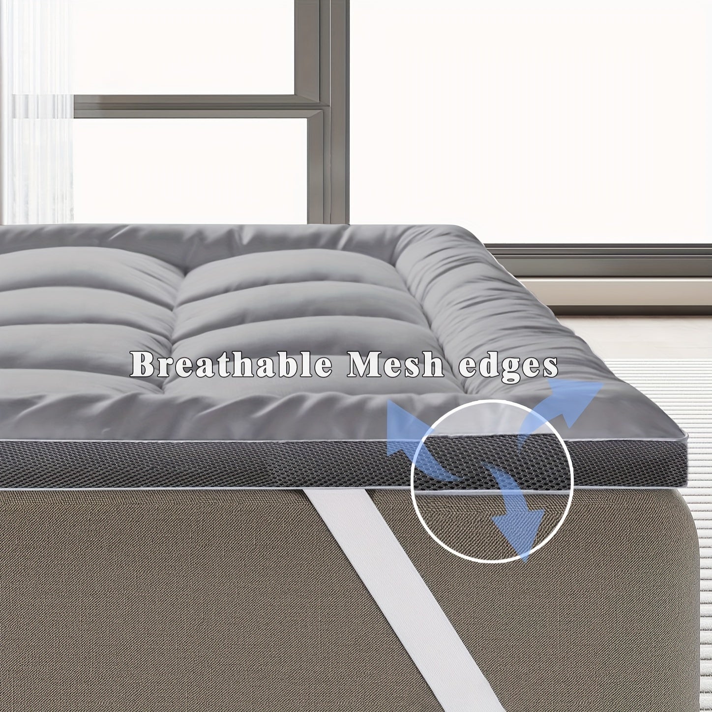 Топпер для матраса сверхтолстый для облегчения боли в спине, дышащая натяжная подкладка до 21 дюйма