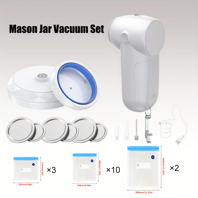 1 dona Portativ 3-in-1 Vacuum Sealer va Havo Pompasi, USB bilan qayta to'ldiriladigan, kuchli yopish, uzoq batareya muddati, 18650 seriyali litiy batareya, oziq-ovqat saqlash va sport to'plar uchun ko'p o'lchovli yopish.