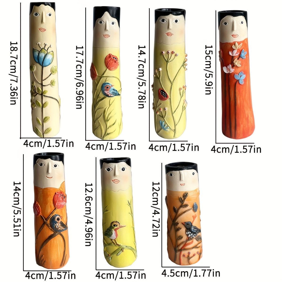 Handmade Boho Face Vases for Farmhouse and Home Decor