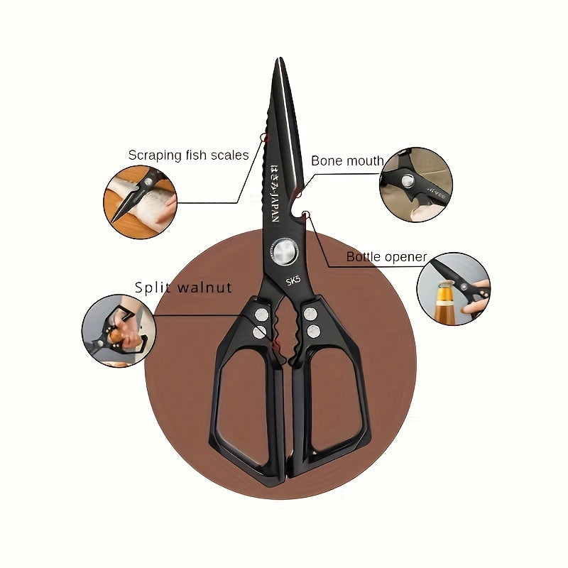 Japanese Style SK5 Kitchen Scissors Set Black Titanium Stainless Steel Multi-Functional Household Cutting
