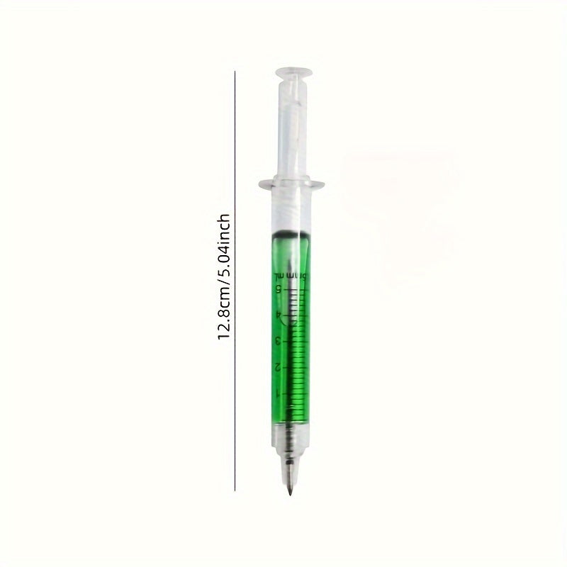 Syringe-Shaped Ballpoint Pens Set of 8 or 12 Plastic Retractable for School and Office