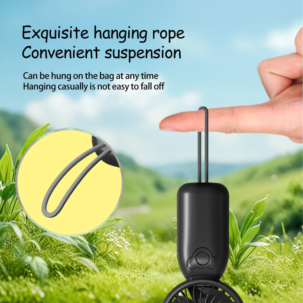 Мини-вентилятор с перезаряжаемой батареей USB с 3 скоростями, аккумулятор 500 мАч, носимый для офиса, на улице, в путешествиях, черный, фиолетовый