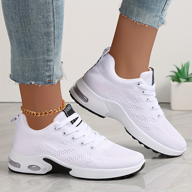 Women's Lightweight Breathable Casual Sneakers Low-Top Walking Shoes White
