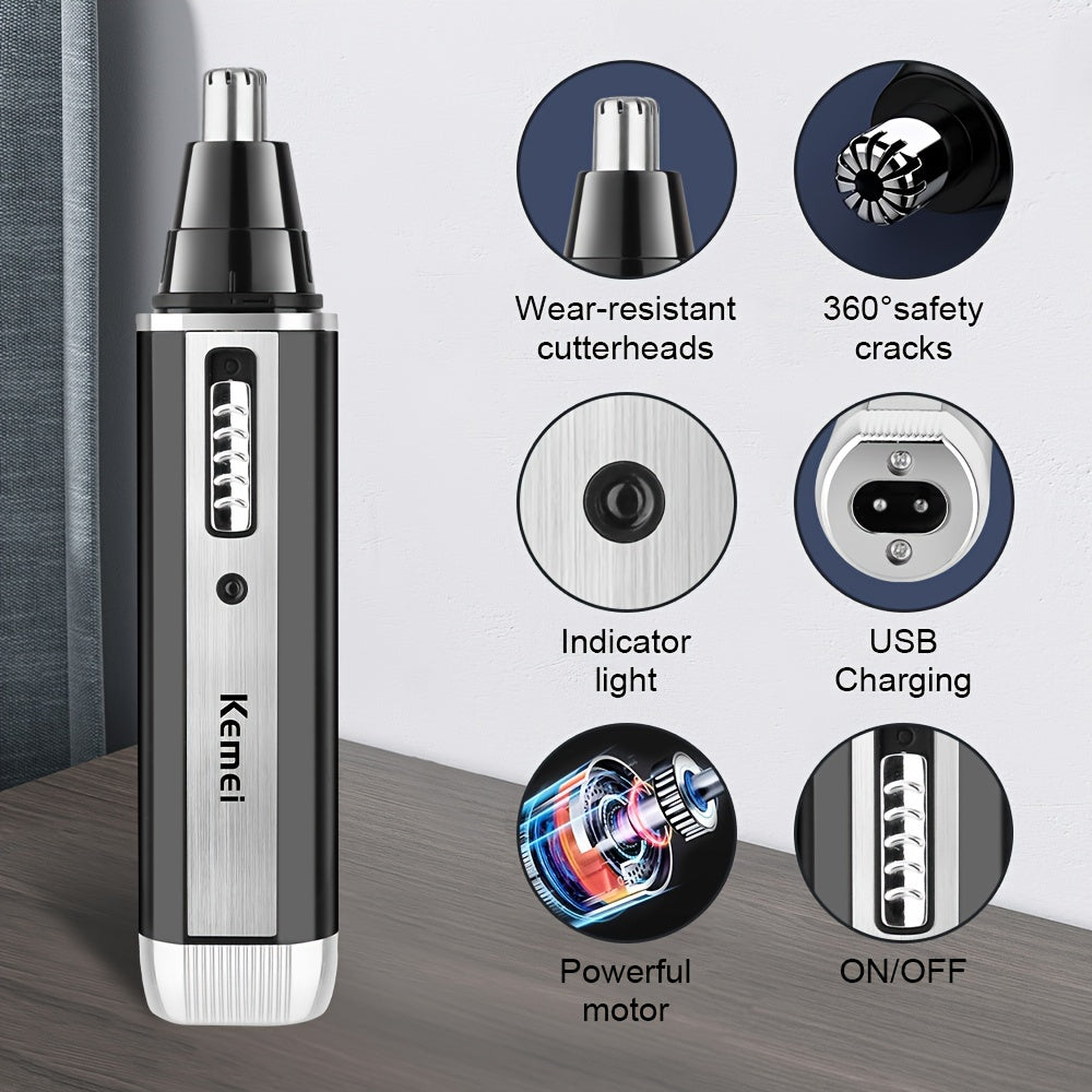 Electric Nose Hair Trimmer Kit with Replacement Head USB Charging Portable Cordless