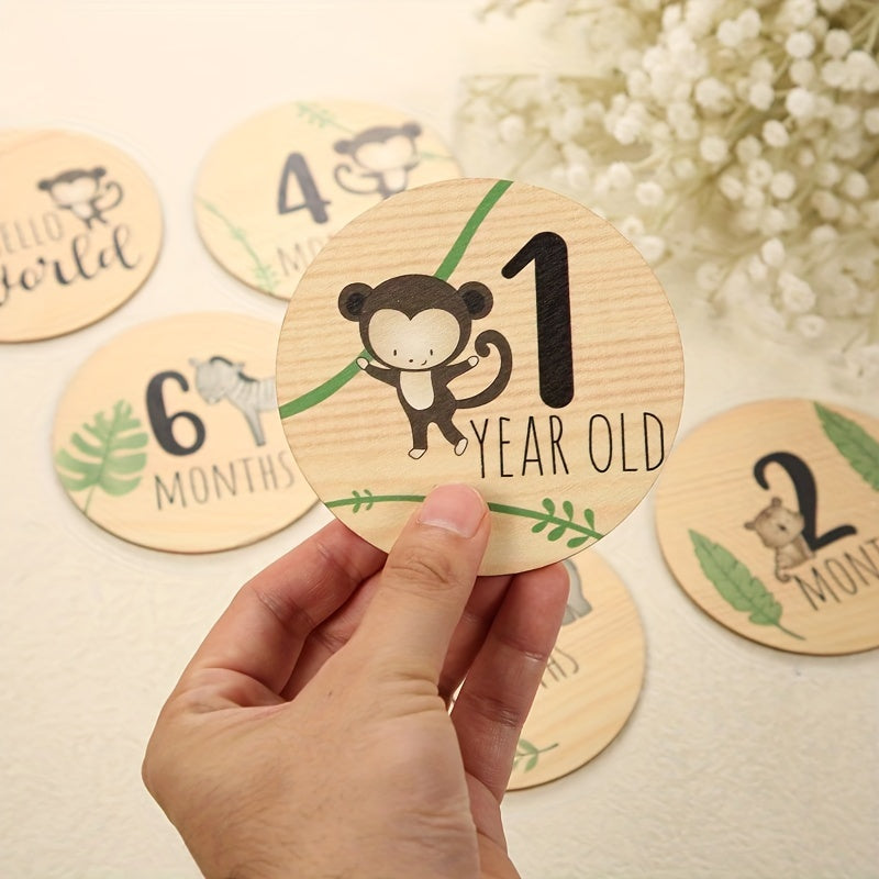 Baby Monthly Milestone Cards and Wood Announcement Signs for Newborn Photography