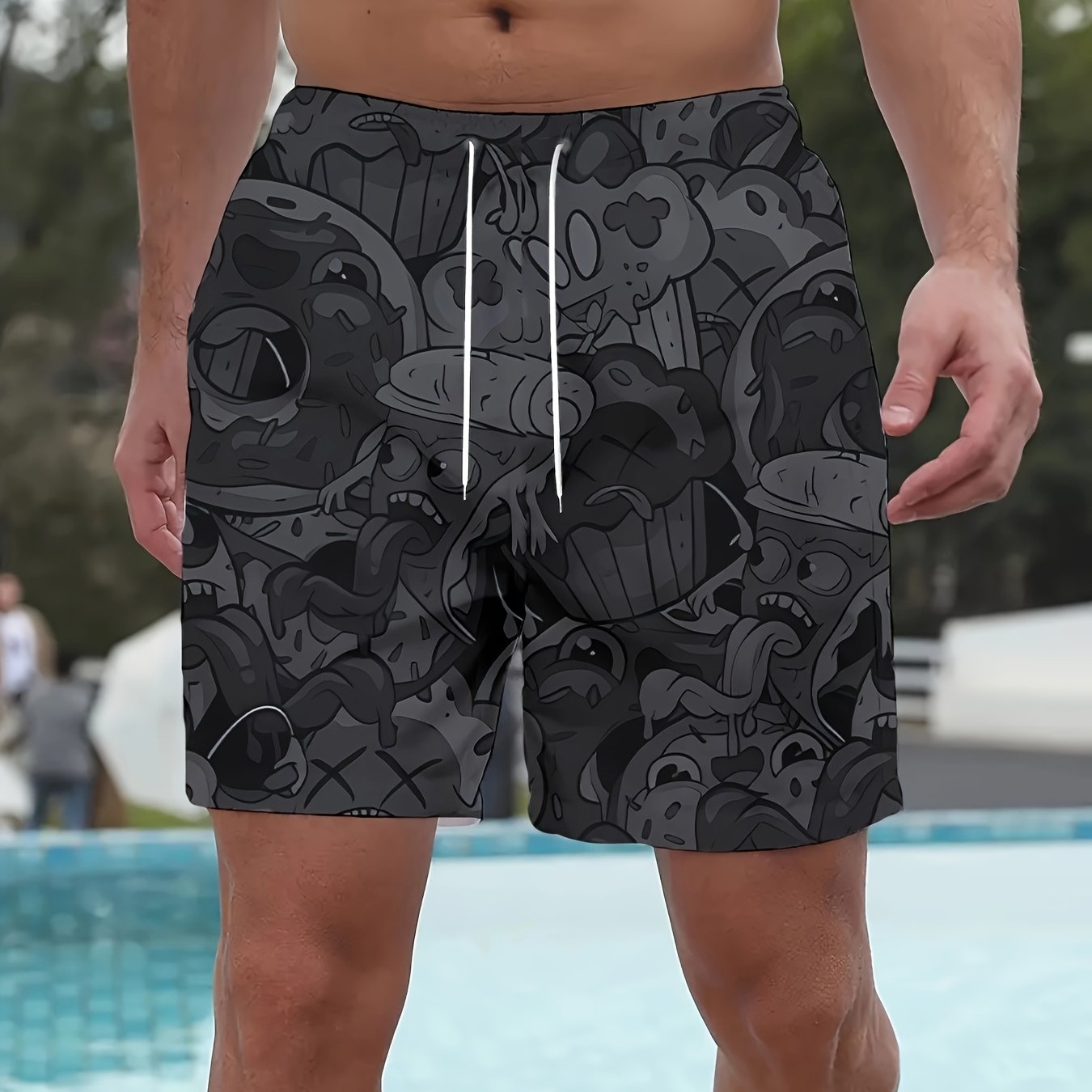 Men's Summer Beach Shorts Polyester Spandex Regular Fit Pockets Sports Style