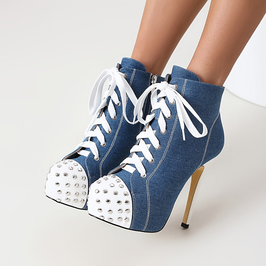 Women's Faux Leather Ankle Boots with Adjustable Strap and Platform Heel