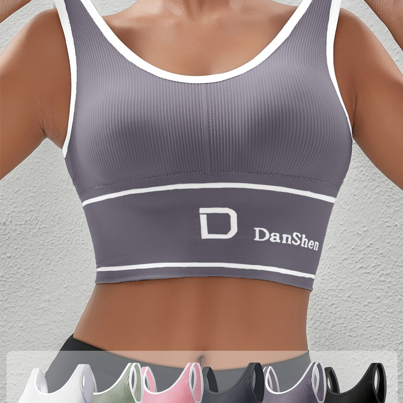 Women Sports Bra Tank Top Set Wire-Free Padded High Elasticity for Yoga Running