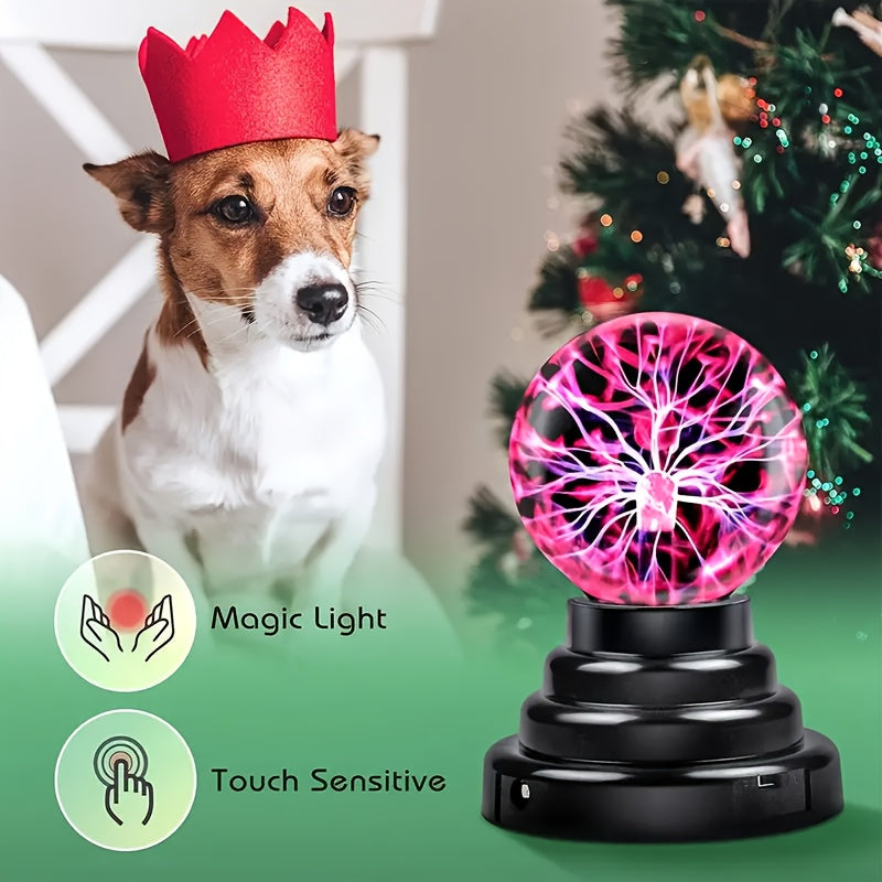 Modern Plasma Ball Lamp Touch Sound Sensitive Interactive Lightning Effects Crystal Shade USB Powered Battery Operable