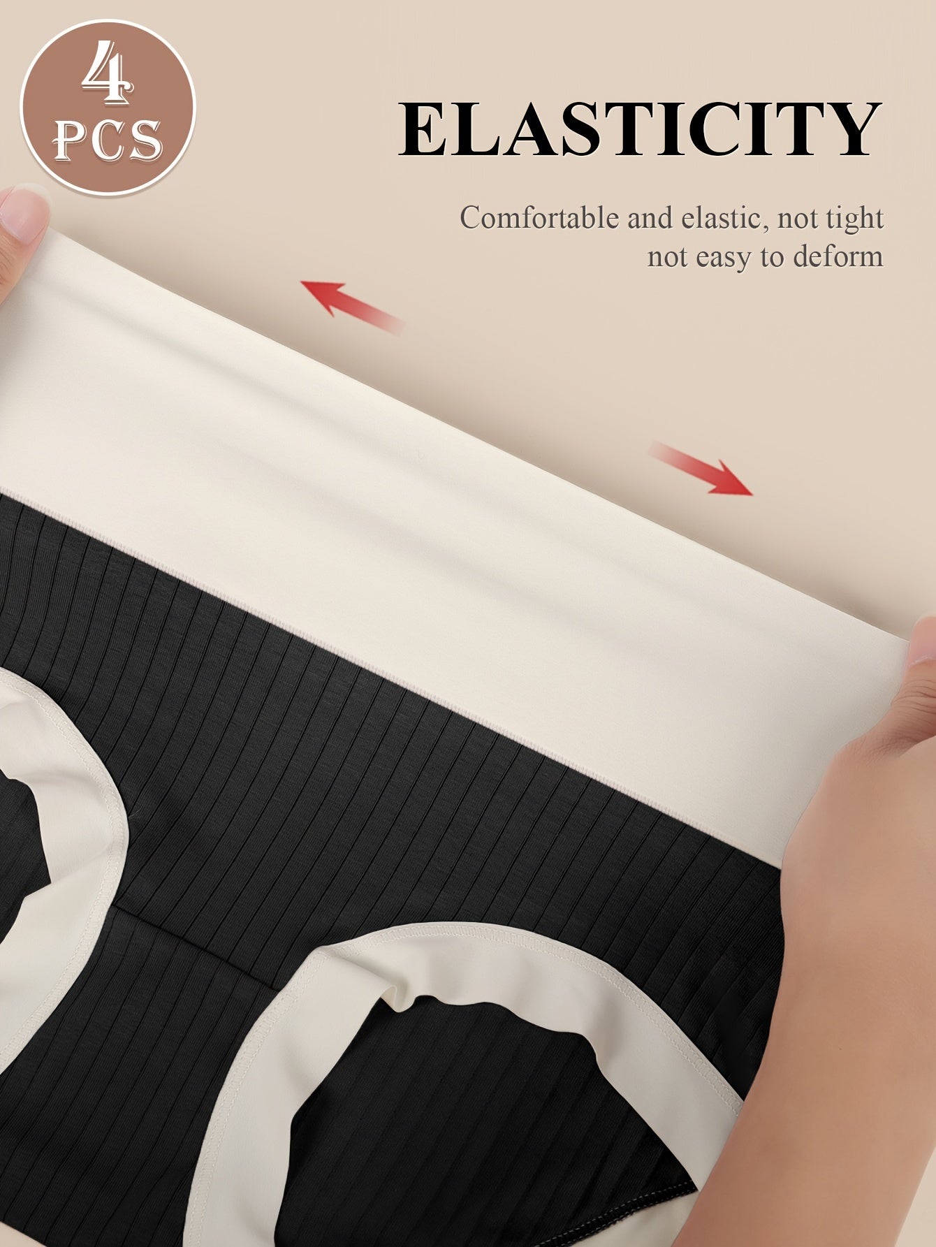 Plus Size Women's Colorblock Ribbed High Waisted Briefs 4 Pack