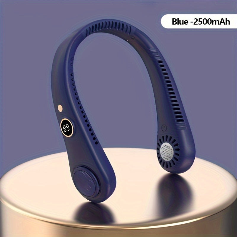 Portable Bladeless Neck Fan with Digital Display Rechargeable Wearable Cooling Fan