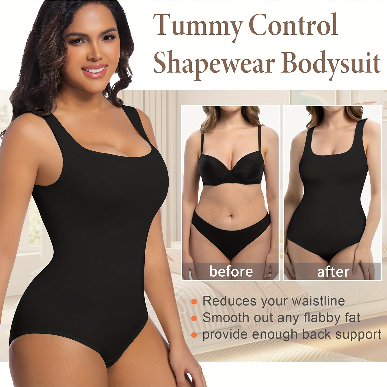 ayollar uchun qorin nazorati bodysuit, shikastlanmasdan nafas oladigan shapewear, o'rtacha siqish
