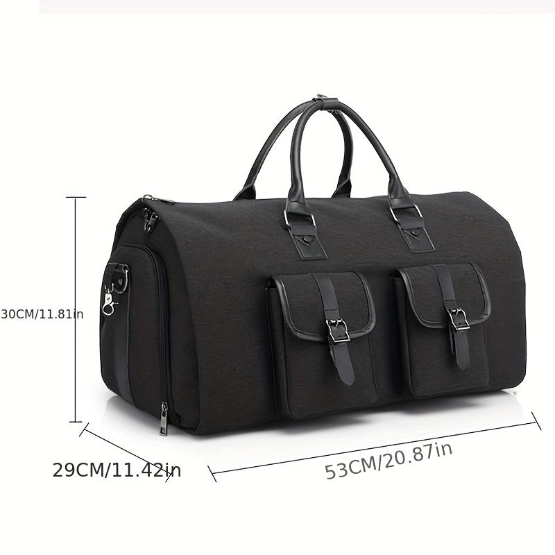 Men's Large Capacity Suit Luggage Bag Made of PU Nylon for Business Trips