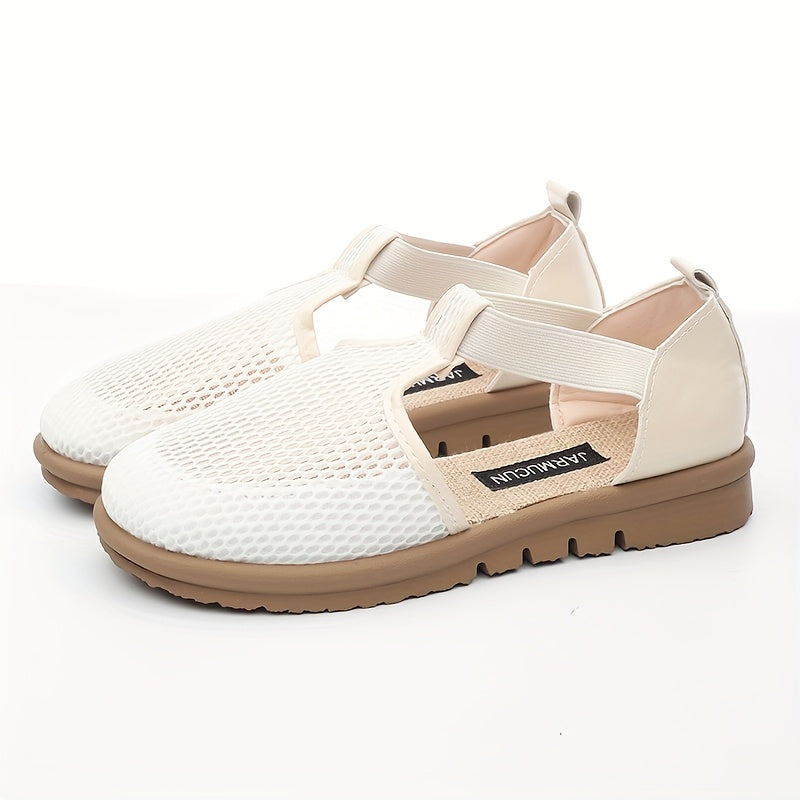 Women's Mesh Slip-On Sneakers Black and White Casual Shoes for Summer