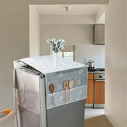 PE Refrigerator Cover Dust-Proof Scratch-Resistant with Pockets for Utensils and Decor