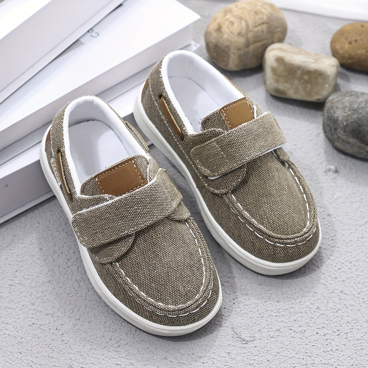 Boys Slip-Resistant Low-Top Loafers Canvas PU Casual All-Season
